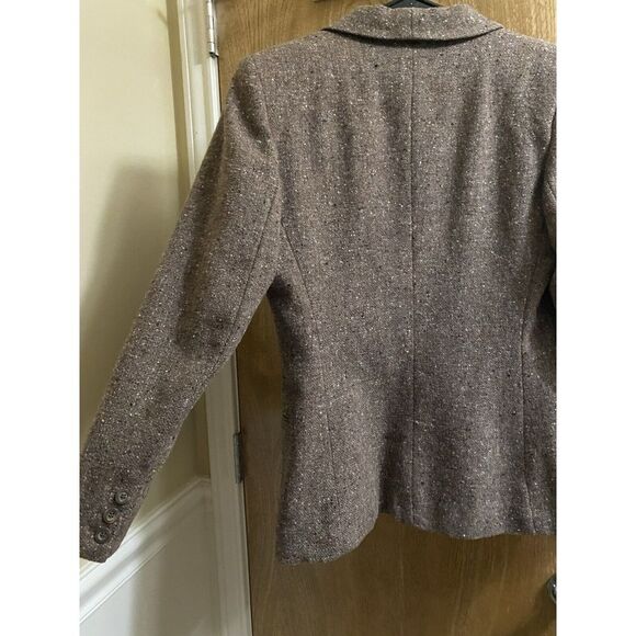 Vintage Liz Claiborne Wool Blazer Heather Brown 1 Button with Pockets Size 10 - Picture 10 of 12